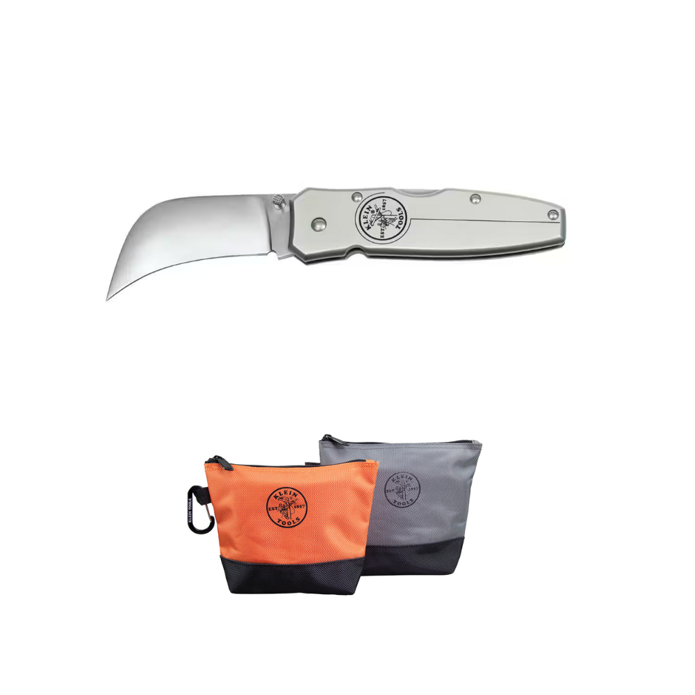 Klein Tools 44006 Folding Knife with Free Stand up Zipper Bags from Columbia Safety